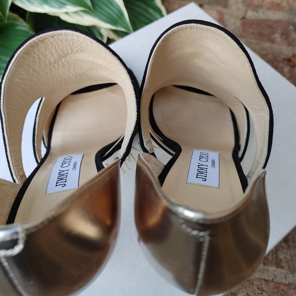 Jimmy Choo Tarine WITH BOX Suede Cutout Bootie Sandal, Black/Mirrored Nude 38.5 - Picture 13 of 16